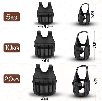 5-20 Kg Weighted Vest Gym Running Fitness Sports Training Weight Loss Jacket UK