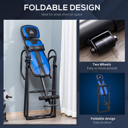 Foldable Gravity Inversion Table, Fitness Bench W/ Soft Ankle Cushions for Home