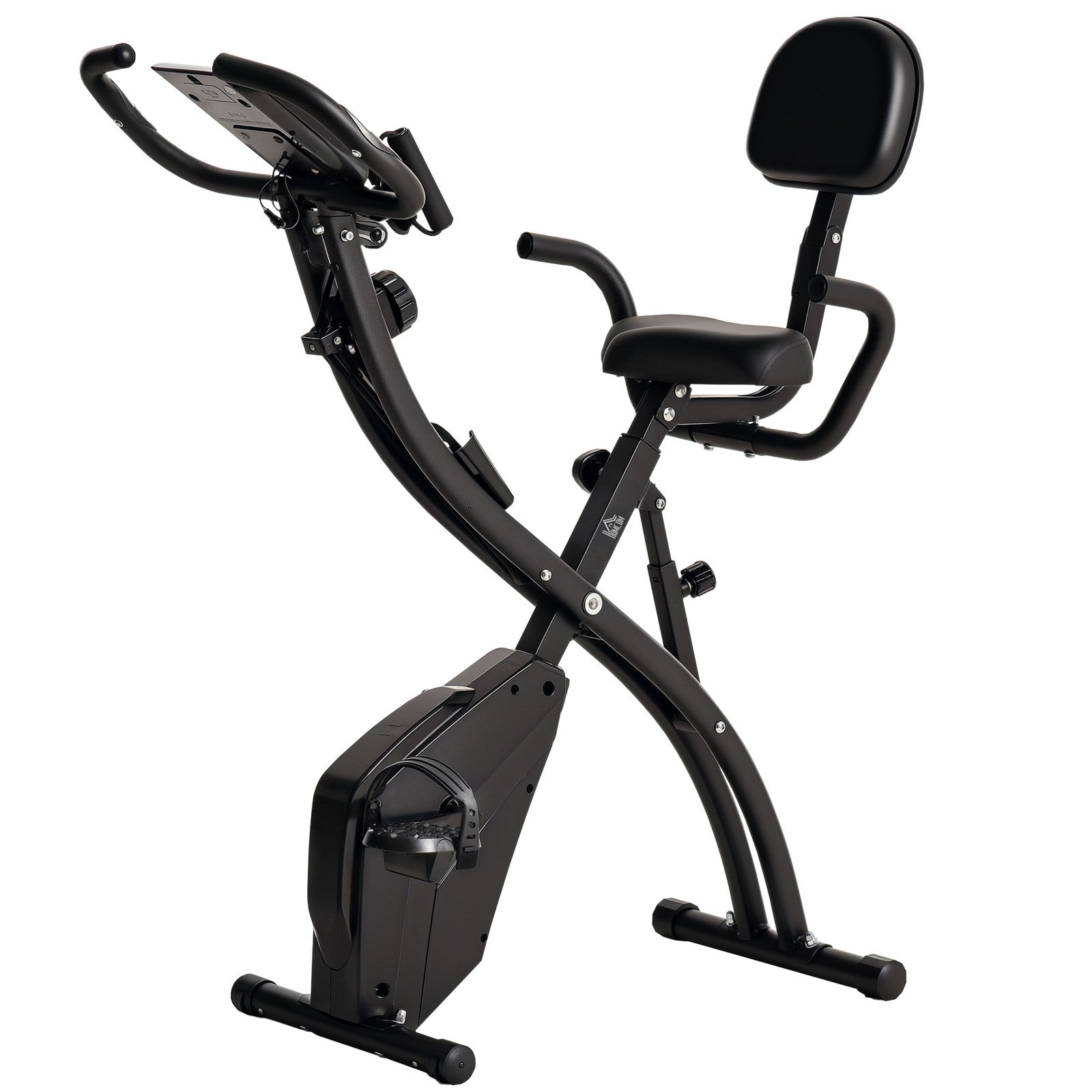 2-In-1 Folding Exercise Bike Upright Cycling Machine with Resistant Band Black