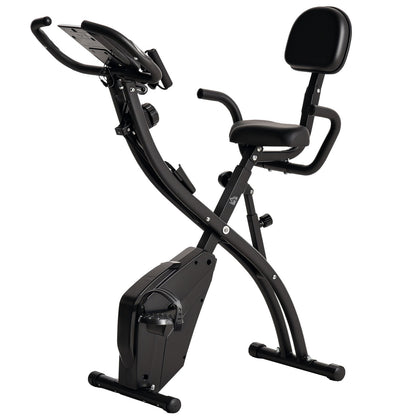 2-In-1 Folding Exercise Bike Upright Cycling Machine with Resistant Band Black